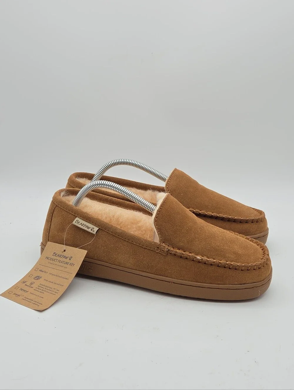 NWT Bearpaw Sheep Fur Lined Moccasin Brian Slippers Size Men's 8